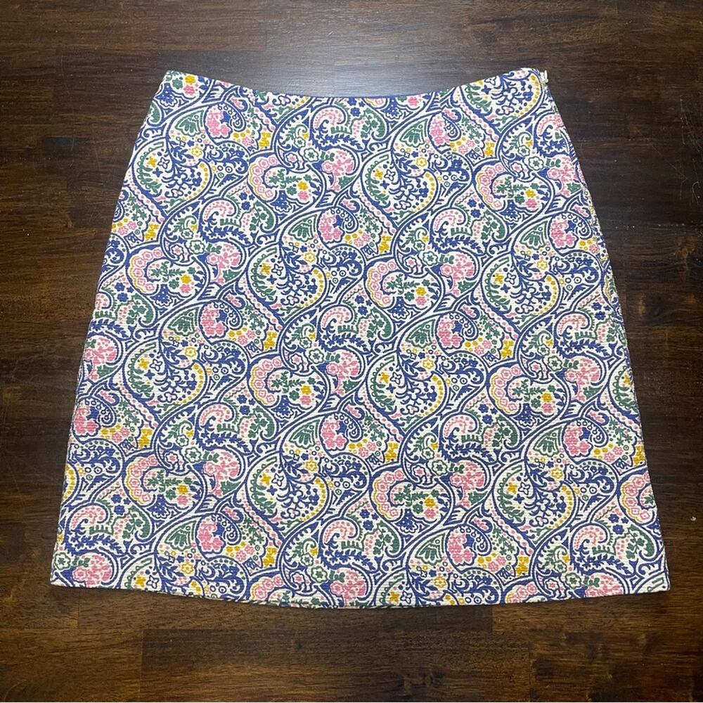 Boden Terraza Paisley Floral Skirt Straight Classic Preppy Pencil Knee Sz 6R